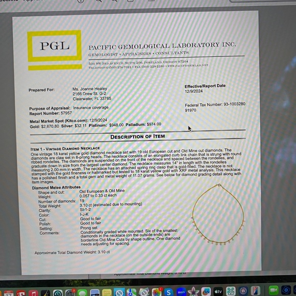 1920's Old European Diamond Choker Antique-current Appraisal attached - Picture 3 of 7